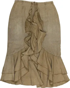 00s Linen Ruffle Skirt