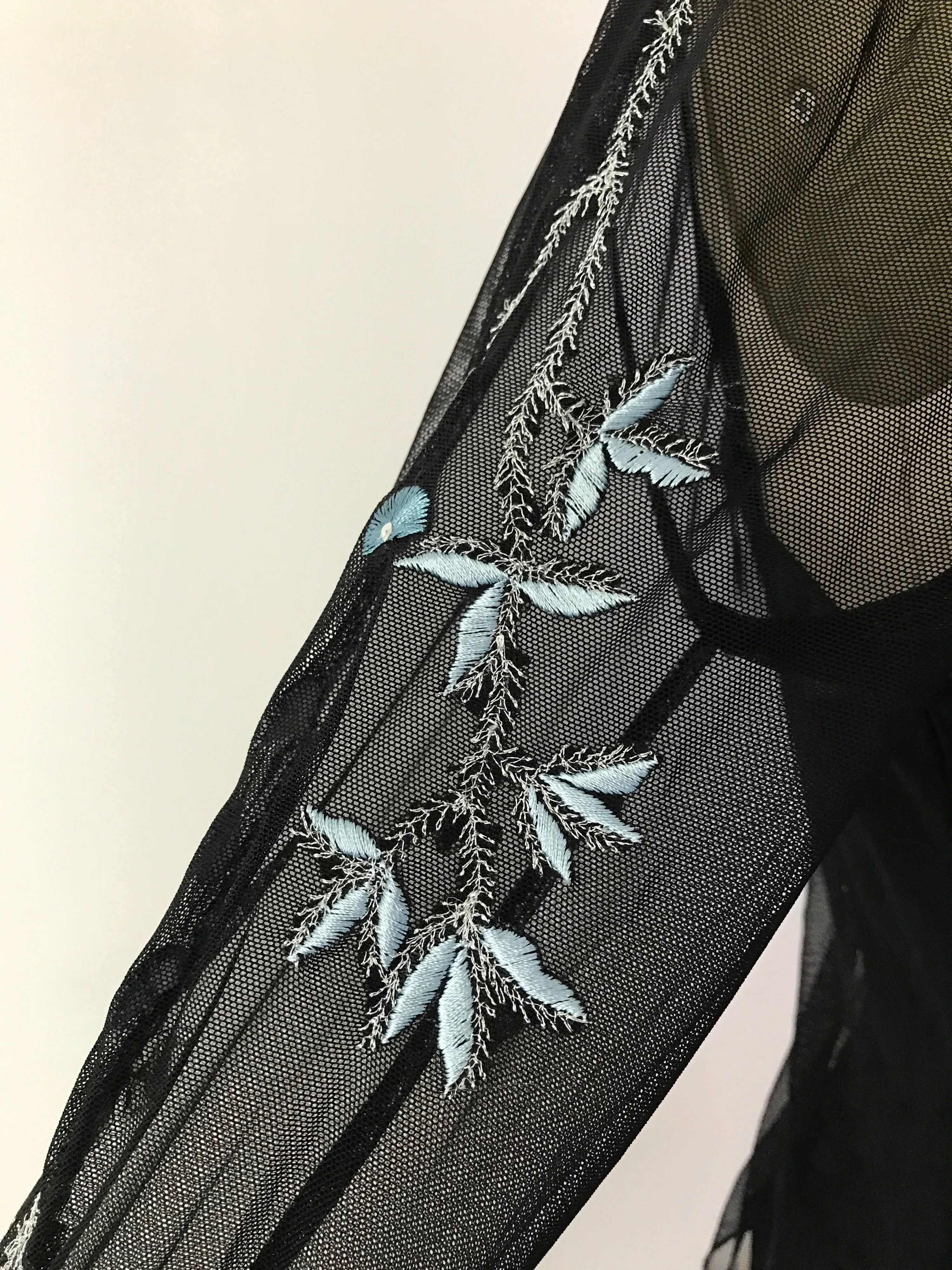 00's Mesh Second Skin Embroidered Top by I By Como