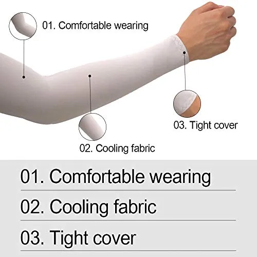 2 Pairs UV Sun Protection Cooling Arm Sleeves for Cycling, Running, Golf, Driving Sleeves for Men & Women (Black   Gray)