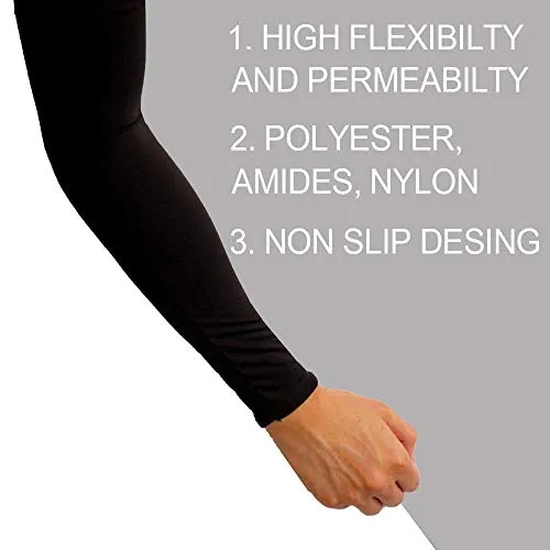 2 Pairs UV Sun Protection Cooling Arm Sleeves for Cycling, Running, Golf, Driving Sleeves for Men & Women (Black   Gray)