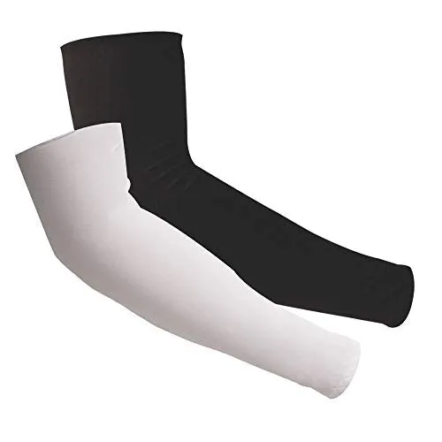 2 Pairs UV Sun Protection Cooling Arm Sleeves for Cycling, Running, Golf, Driving Sleeves for Men & Women (Black   Gray)