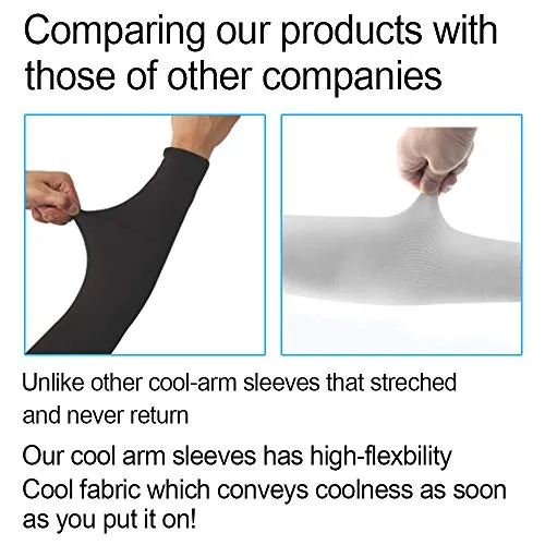 2 Pairs UV Sun Protection Cooling Arm Sleeves for Cycling, Running, Golf, Driving Sleeves for Men & Women (Black   Gray)