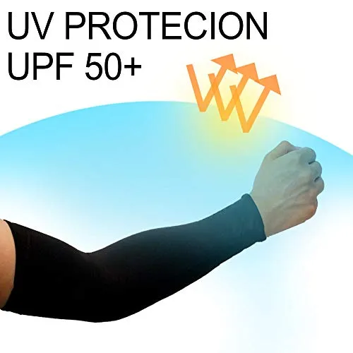 2 Pairs UV Sun Protection Cooling Arm Sleeves for Cycling, Running, Golf, Driving Sleeves for Men & Women (Black   Gray)