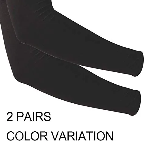 2 Pairs UV Sun Protection Cooling Arm Sleeves for Cycling, Running, Golf, Driving Sleeves for Men & Women (Black   Gray)