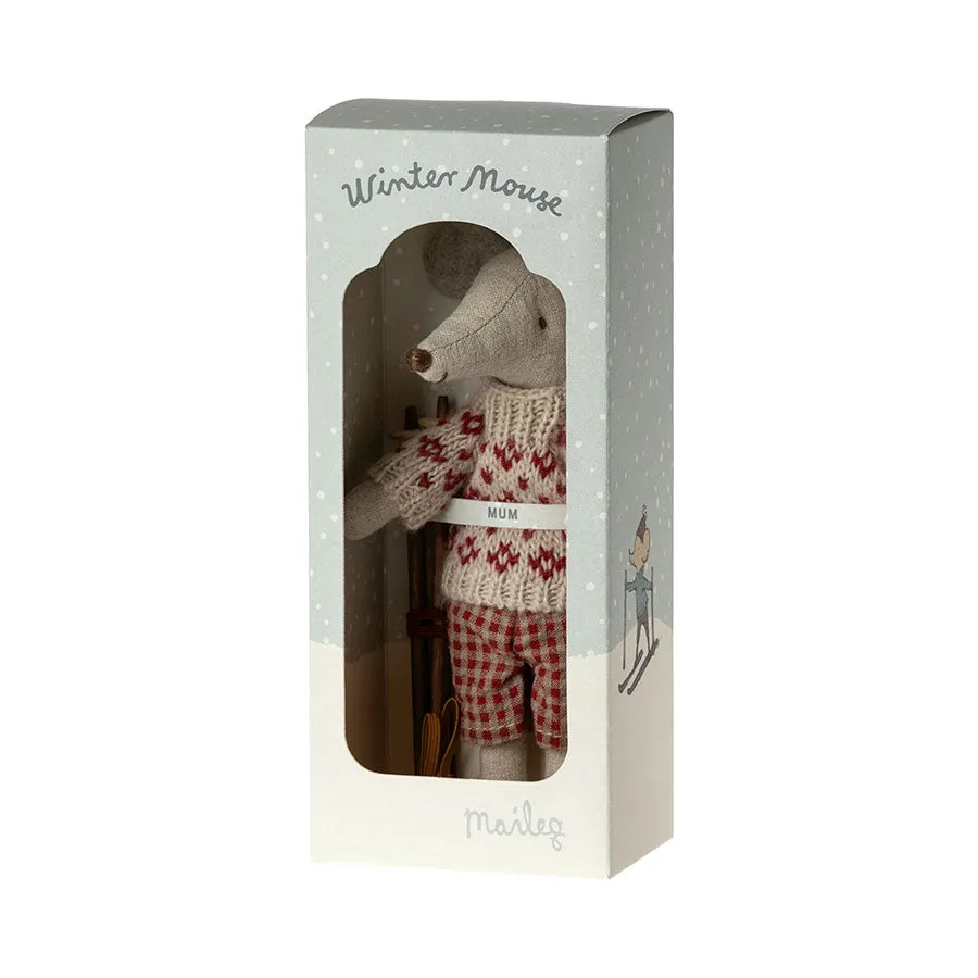 2023 Maileg Mum Winter Mouse with Ski Set