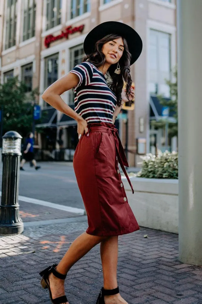 Arlington Paper Bag Skirt in Brick
