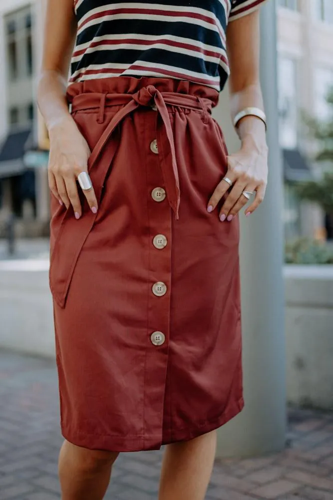 Arlington Paper Bag Skirt in Brick
