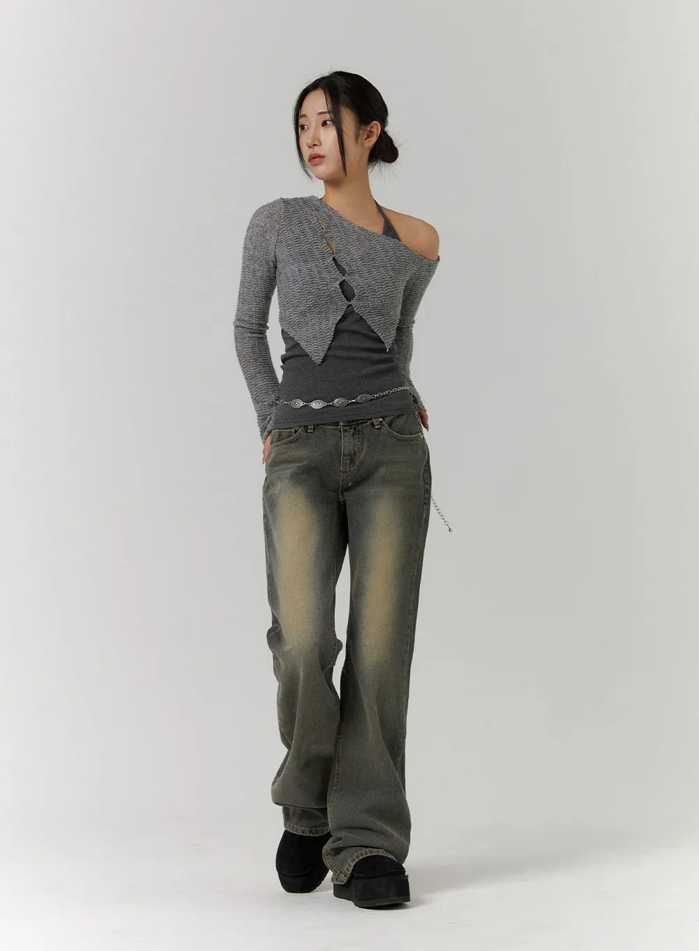 Asymmetrical Cut Out Knit Top CD312