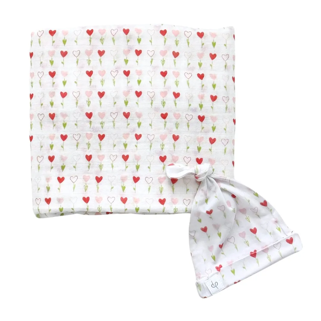 Bamboo Muslin Swaddle Blanket & Topknot Set - Into the Wild