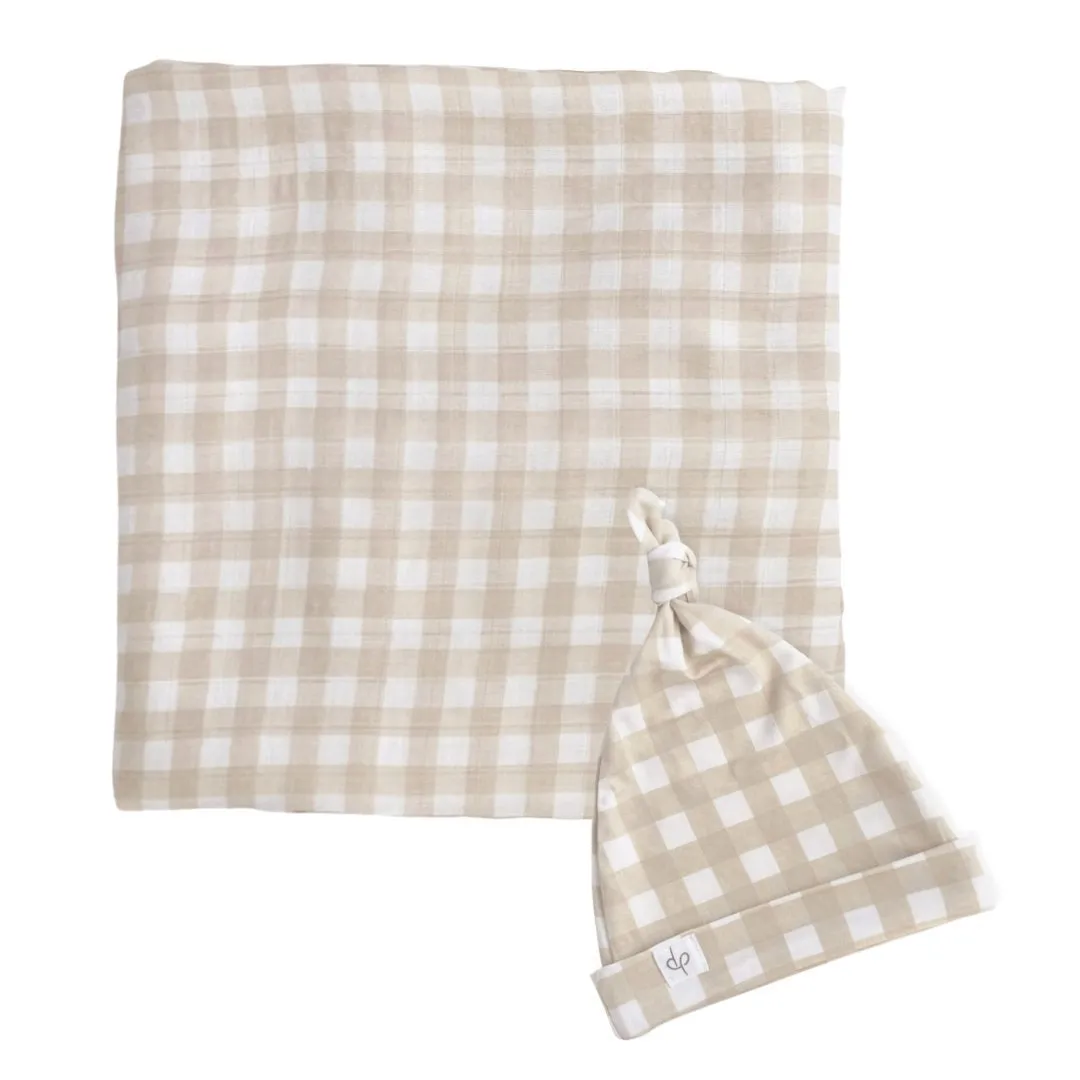 Bamboo Muslin Swaddle Blanket & Topknot Set - Into the Wild