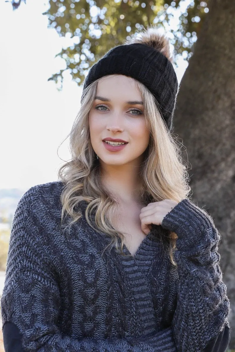 Basic Ribbed Pom Beanie