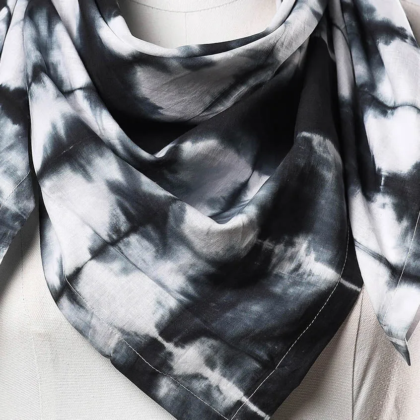 Black - Shibori Tie-Dye Cotton Scarf