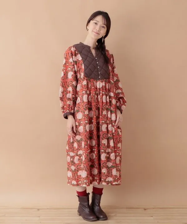 Block print cotton dress 24W015