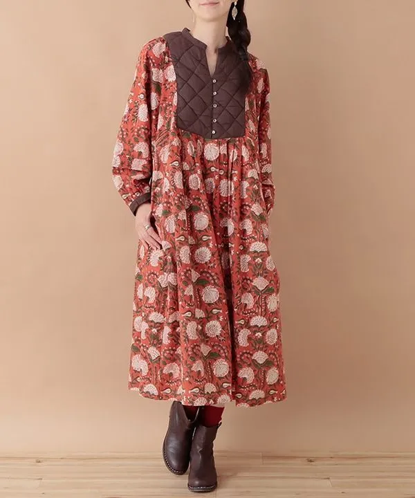 Block print cotton dress 24W015