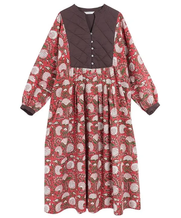 Block print cotton dress 24W015