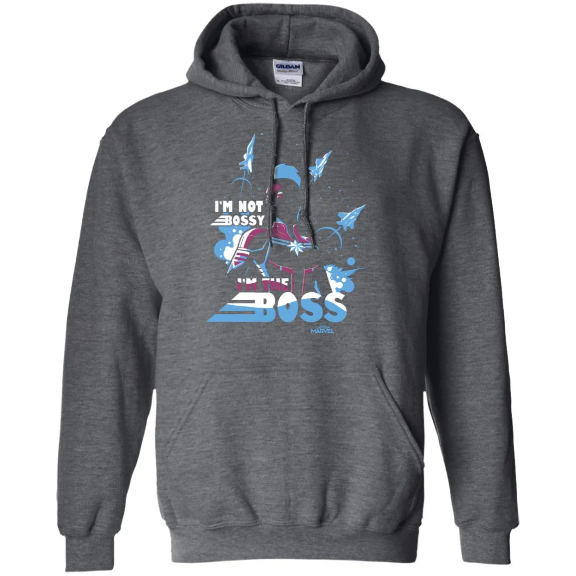 Captain Marvel I'm The Boss Space Blue Red Pullover Hoodie Sweatshirt