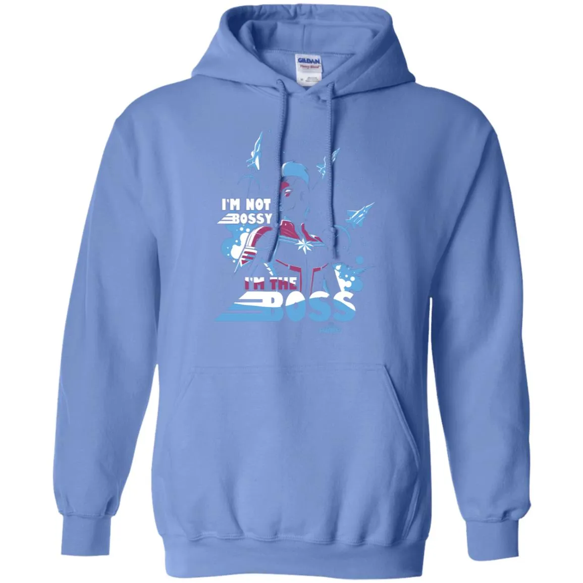 Captain Marvel I'm The Boss Space Blue Red Pullover Hoodie Sweatshirt
