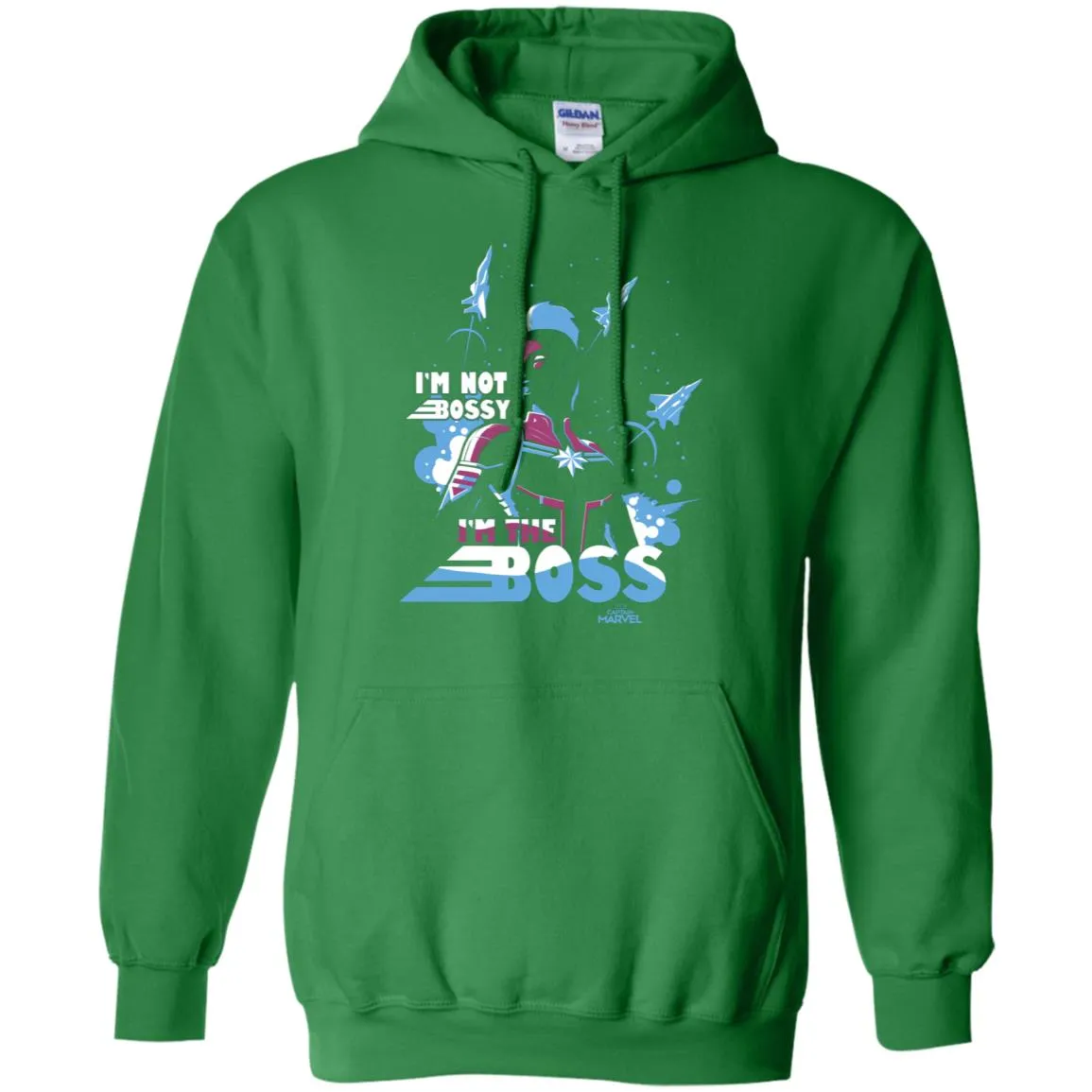 Captain Marvel I'm The Boss Space Blue Red Pullover Hoodie Sweatshirt