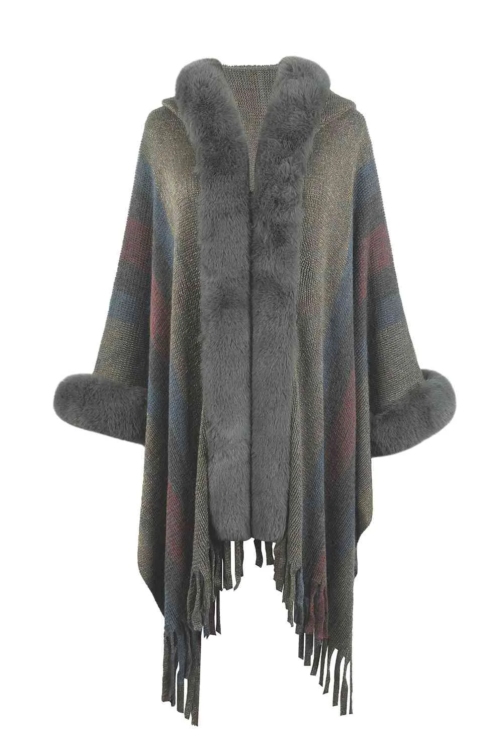 Color Block Detail Poncho