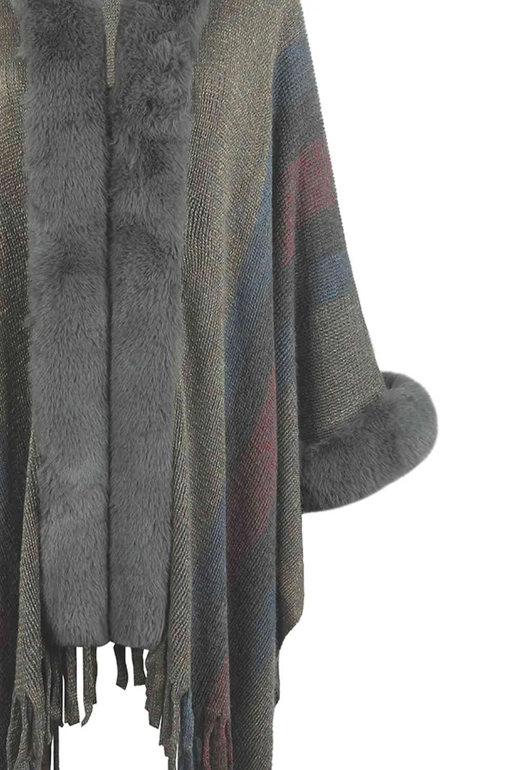 Color Block Detail Poncho