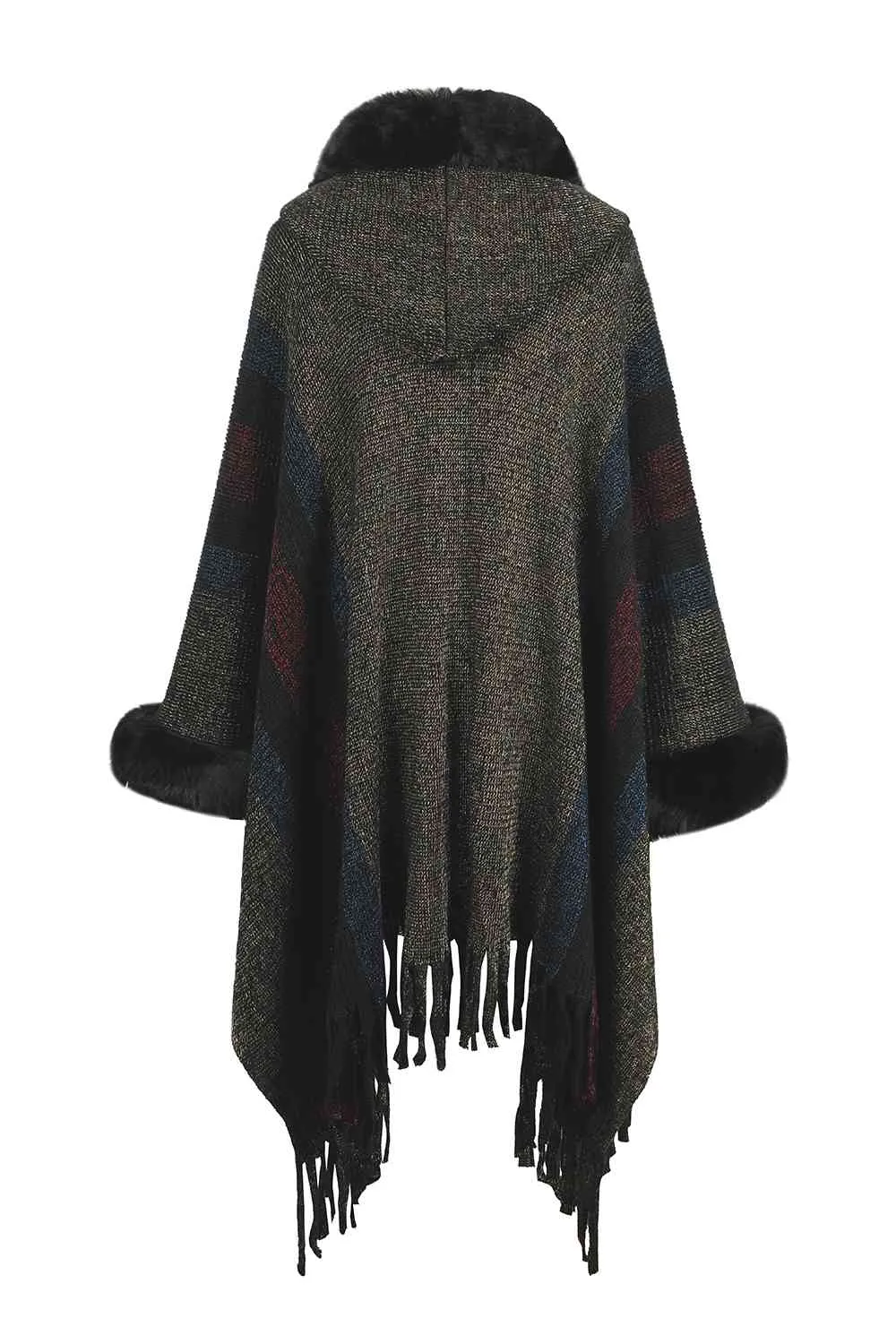 Color Block Detail Poncho