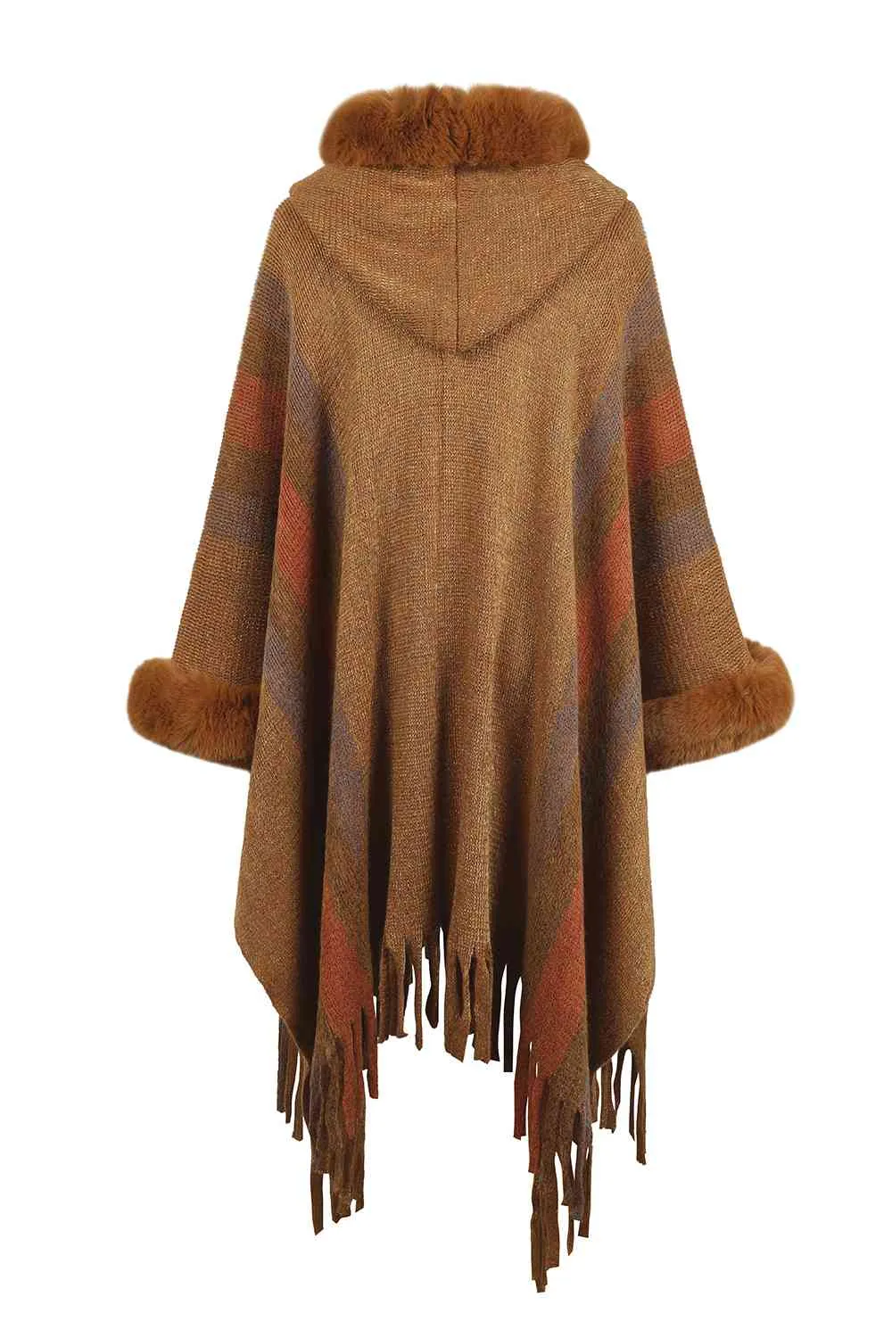 Color Block Detail Poncho
