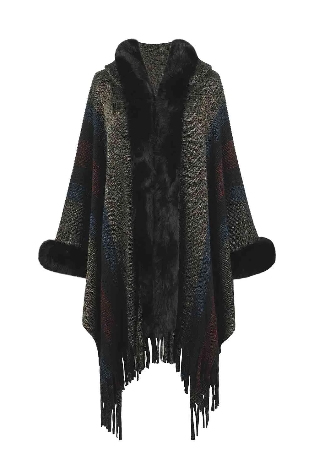 Color Block Detail Poncho