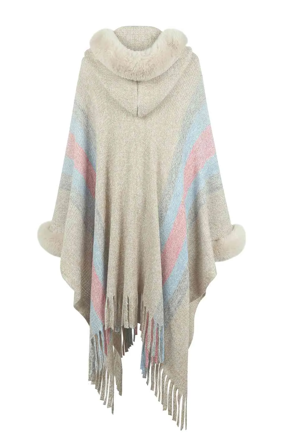 Color Block Detail Poncho