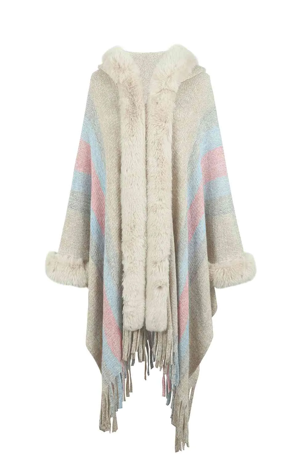 Color Block Detail Poncho