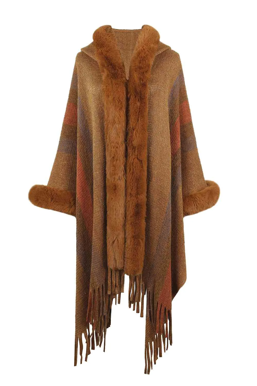 Color Block Detail Poncho