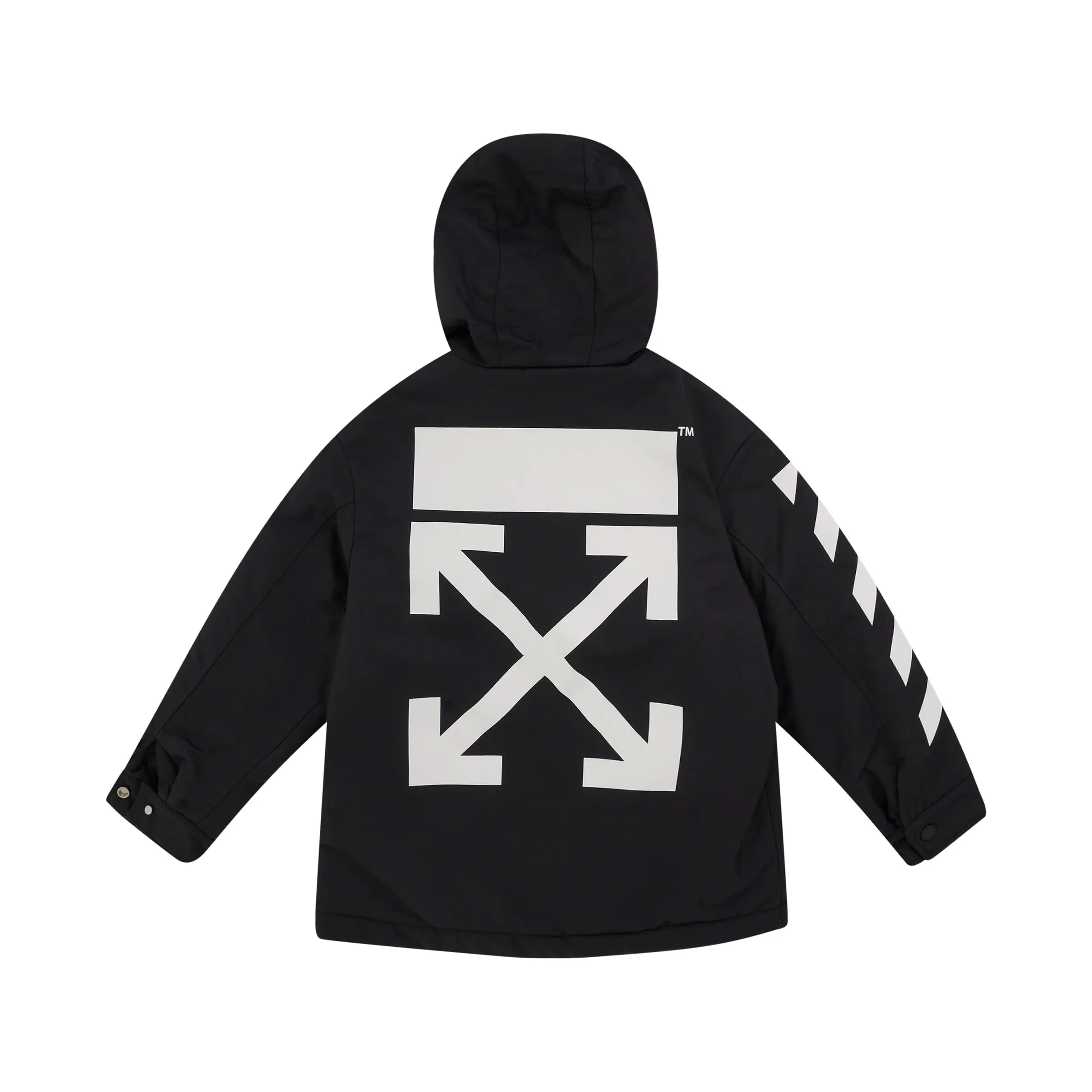 Helvetica Nylon Parka in Black/White