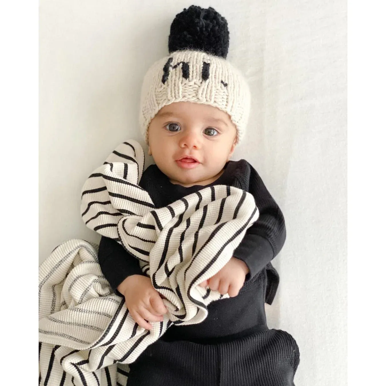 hi. Black Hand Knit Beanie