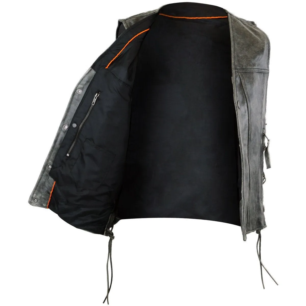 HMM940DG Men's Distressed Grey Gambler Style Vest