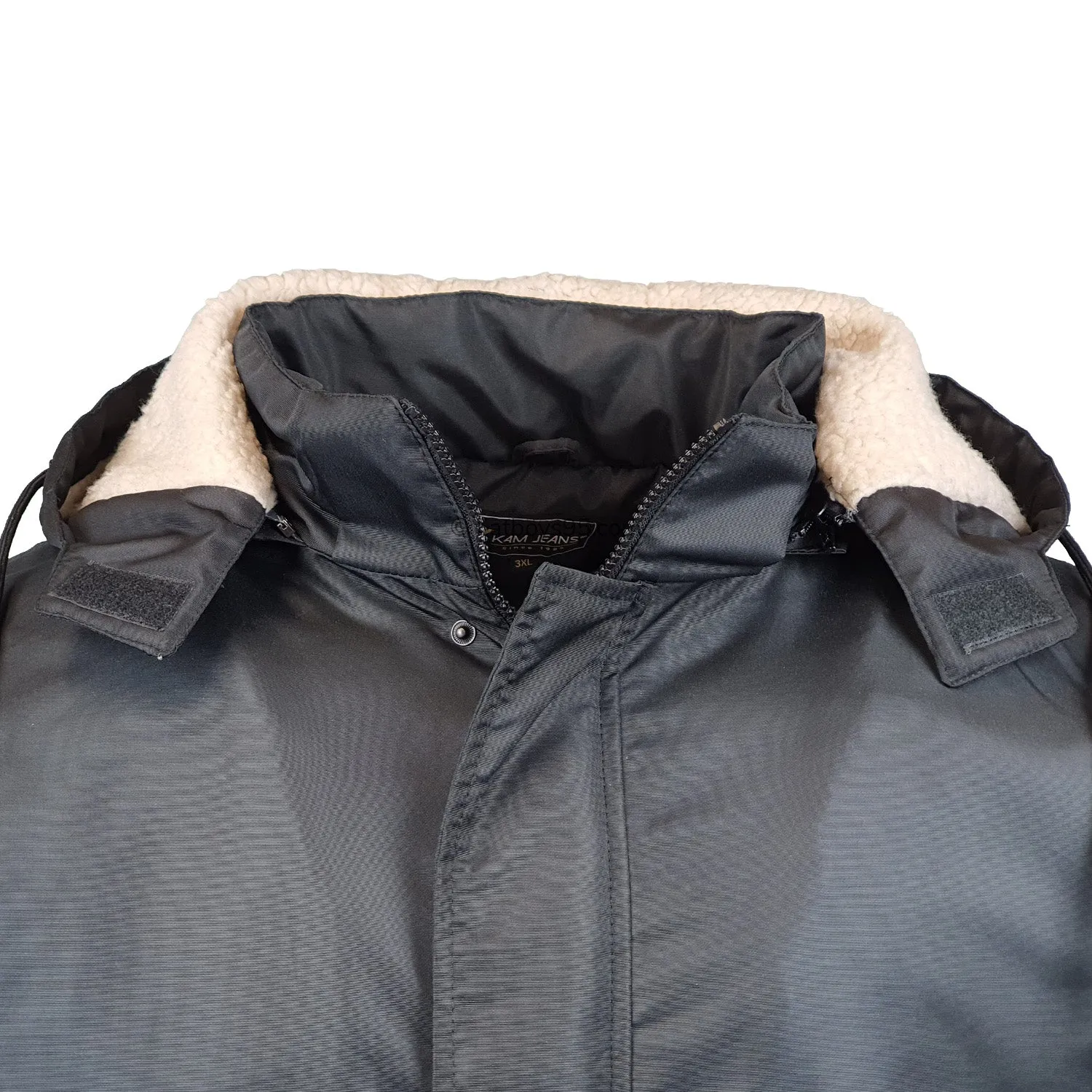 Kam Sherpa Lined Parka Coat - KBS KV112 - Black
