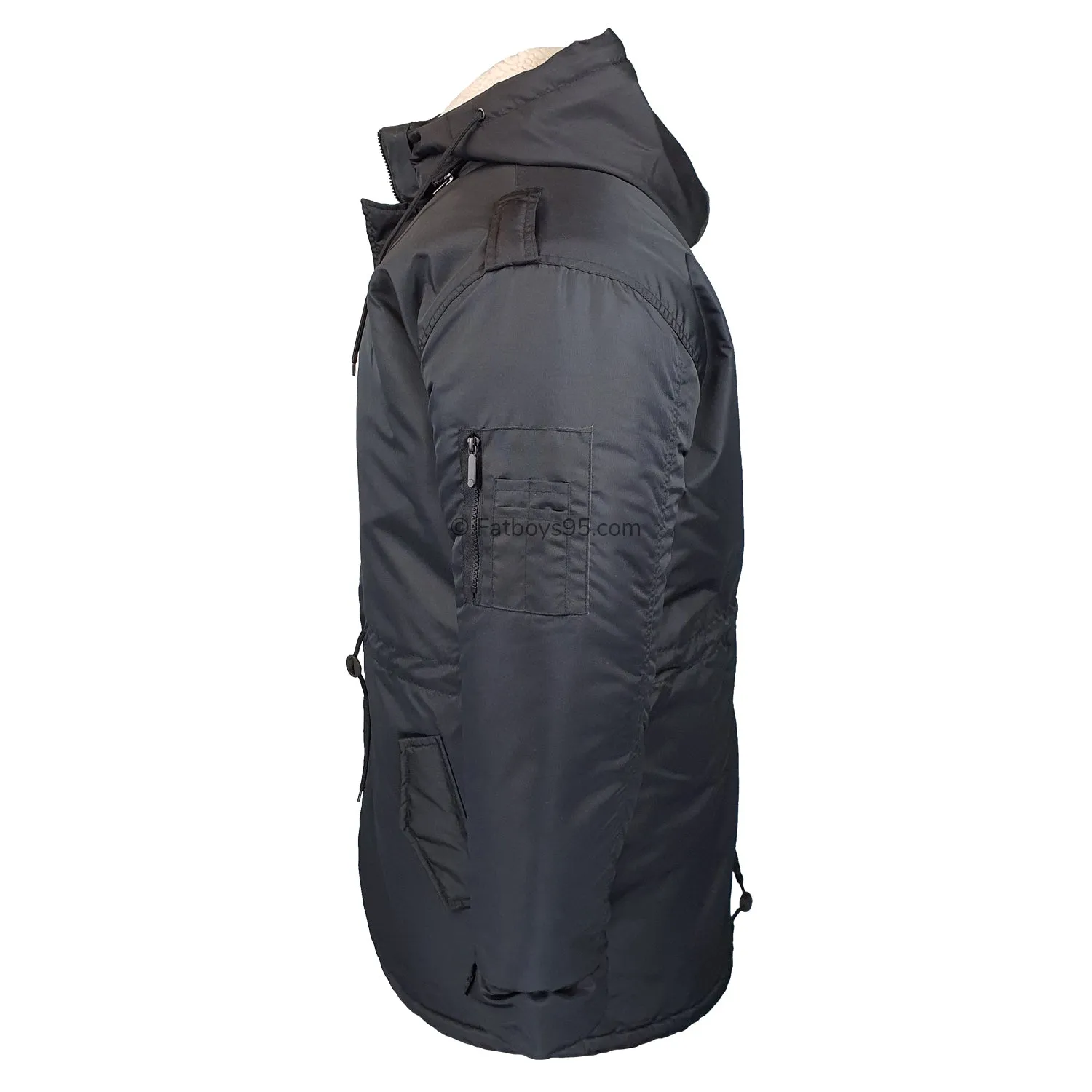 Kam Sherpa Lined Parka Coat - KBS KV112 - Black