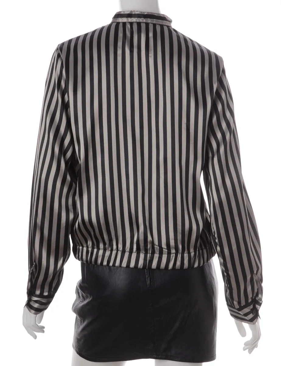 Label Blouse Striped Bomber
