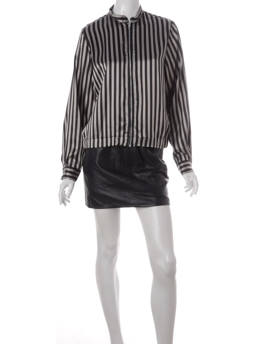 Label Blouse Striped Bomber