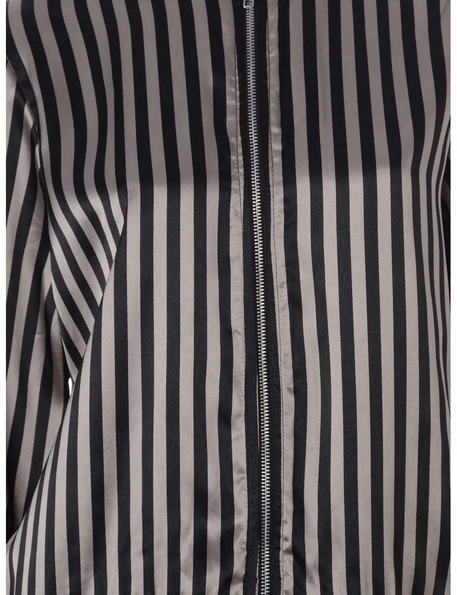 Label Blouse Striped Bomber