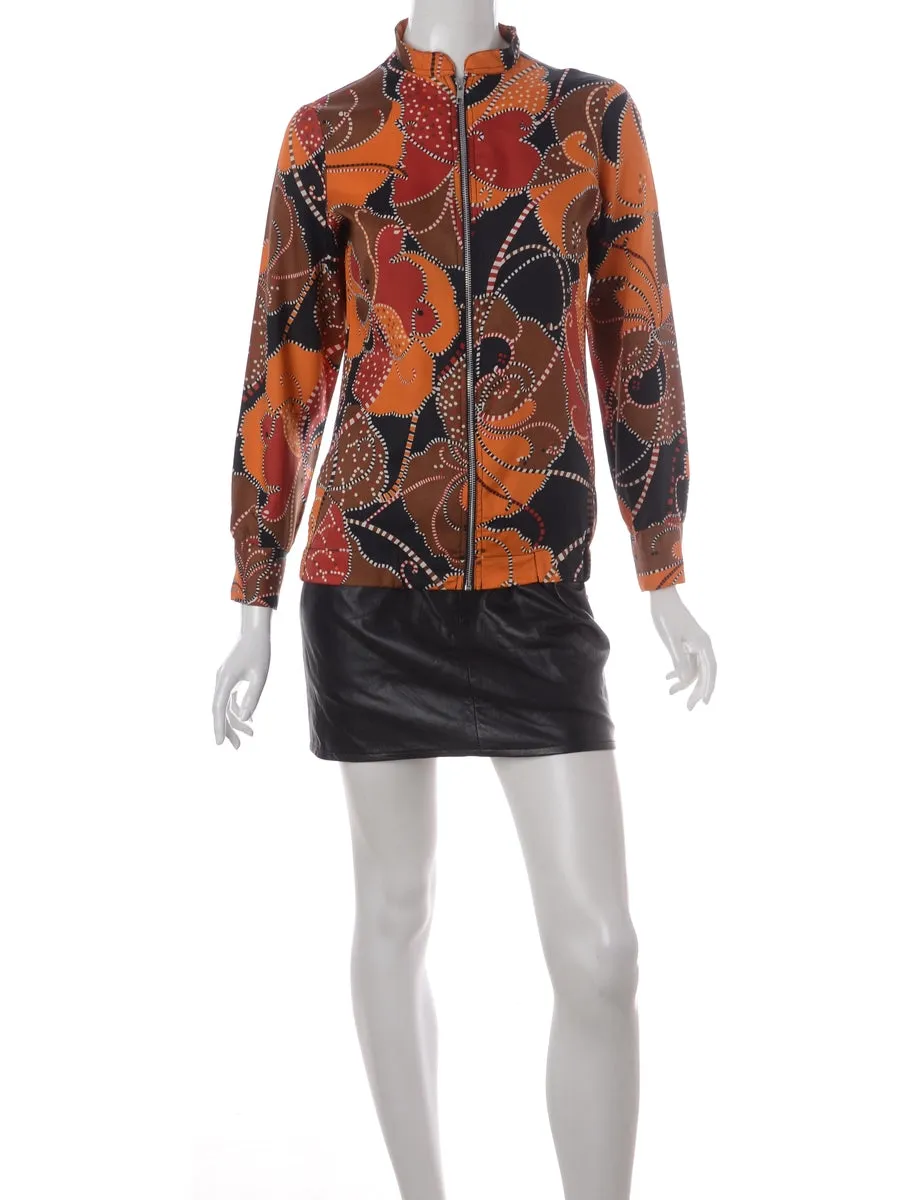 Label Patterned Blouse Bomber