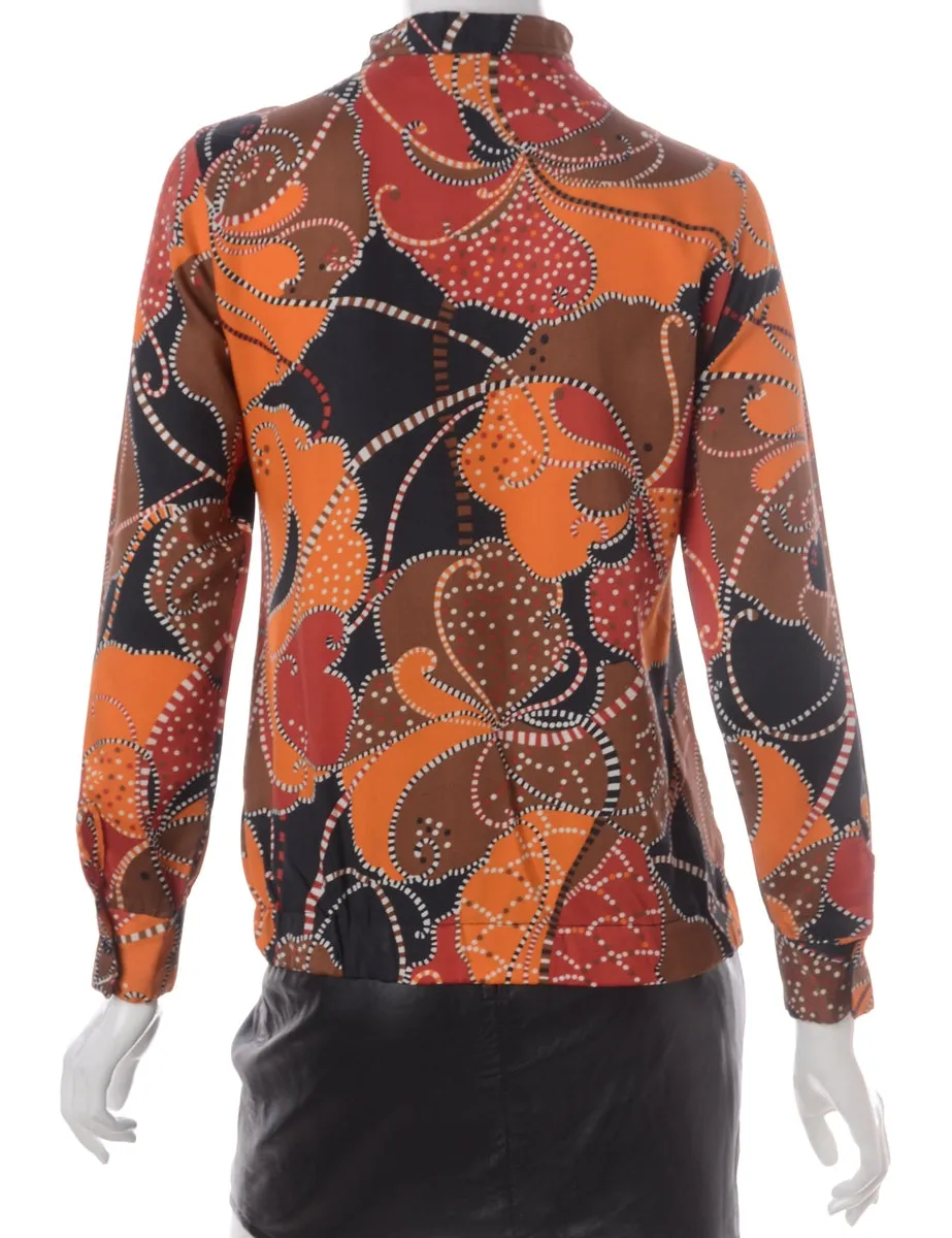 Label Patterned Blouse Bomber