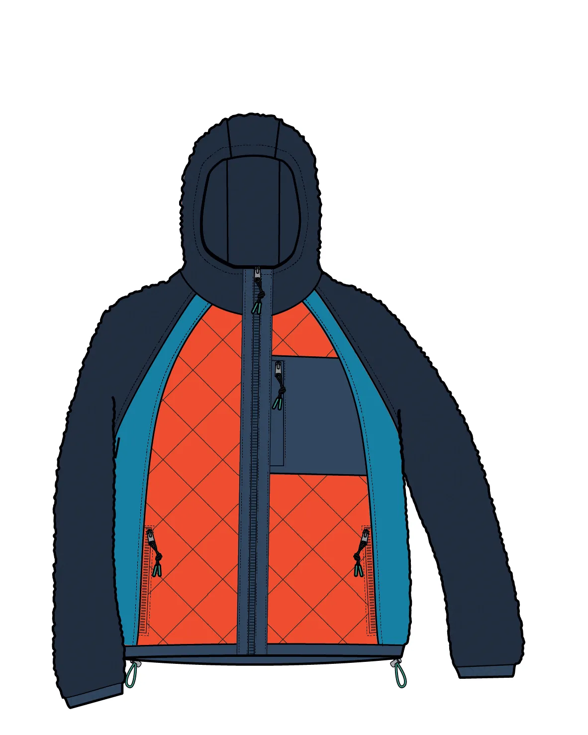 Lara Quilted Jacket - Rich Navy/Ember Orange