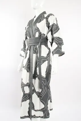 Leather Appliqué Belted Kimono Coat