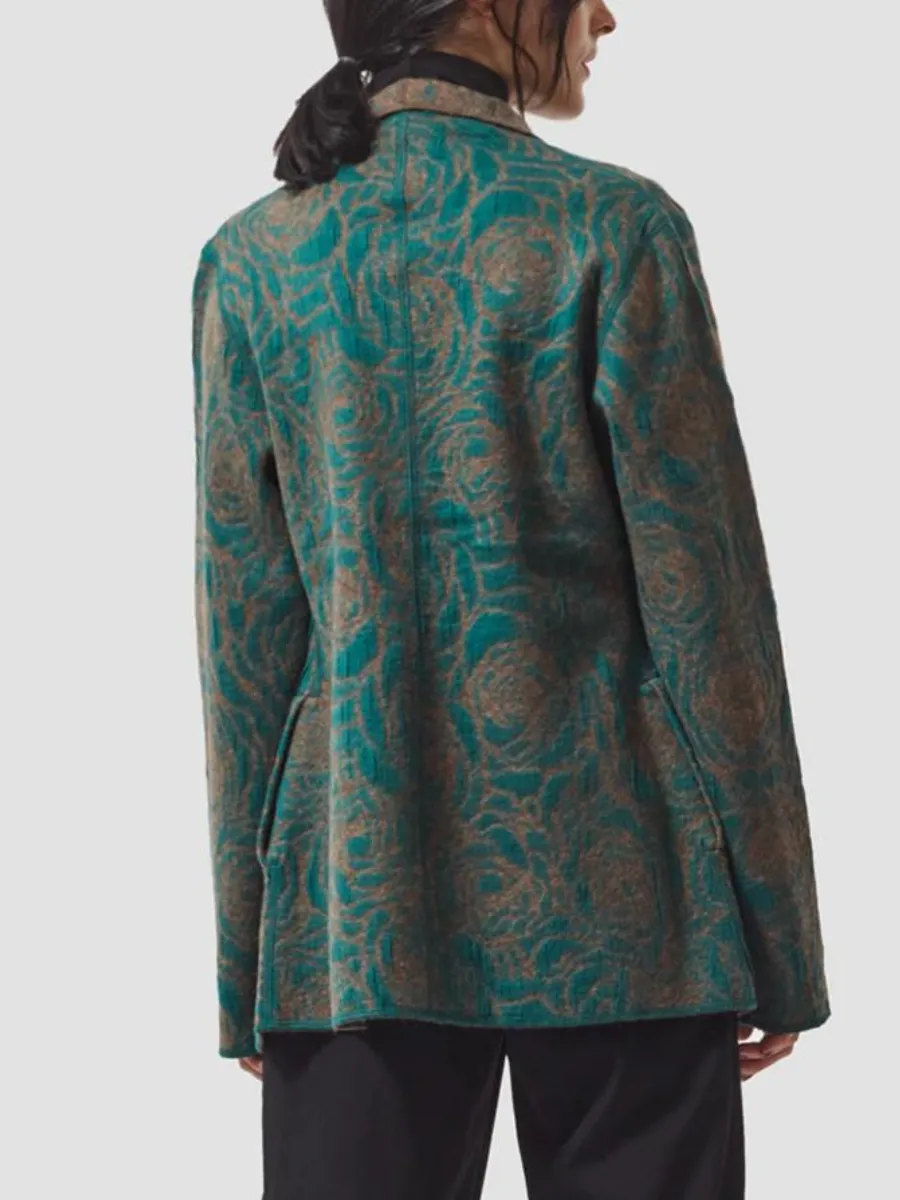 LILY Reversible Baby Alpaca Jacket - Green/Tan