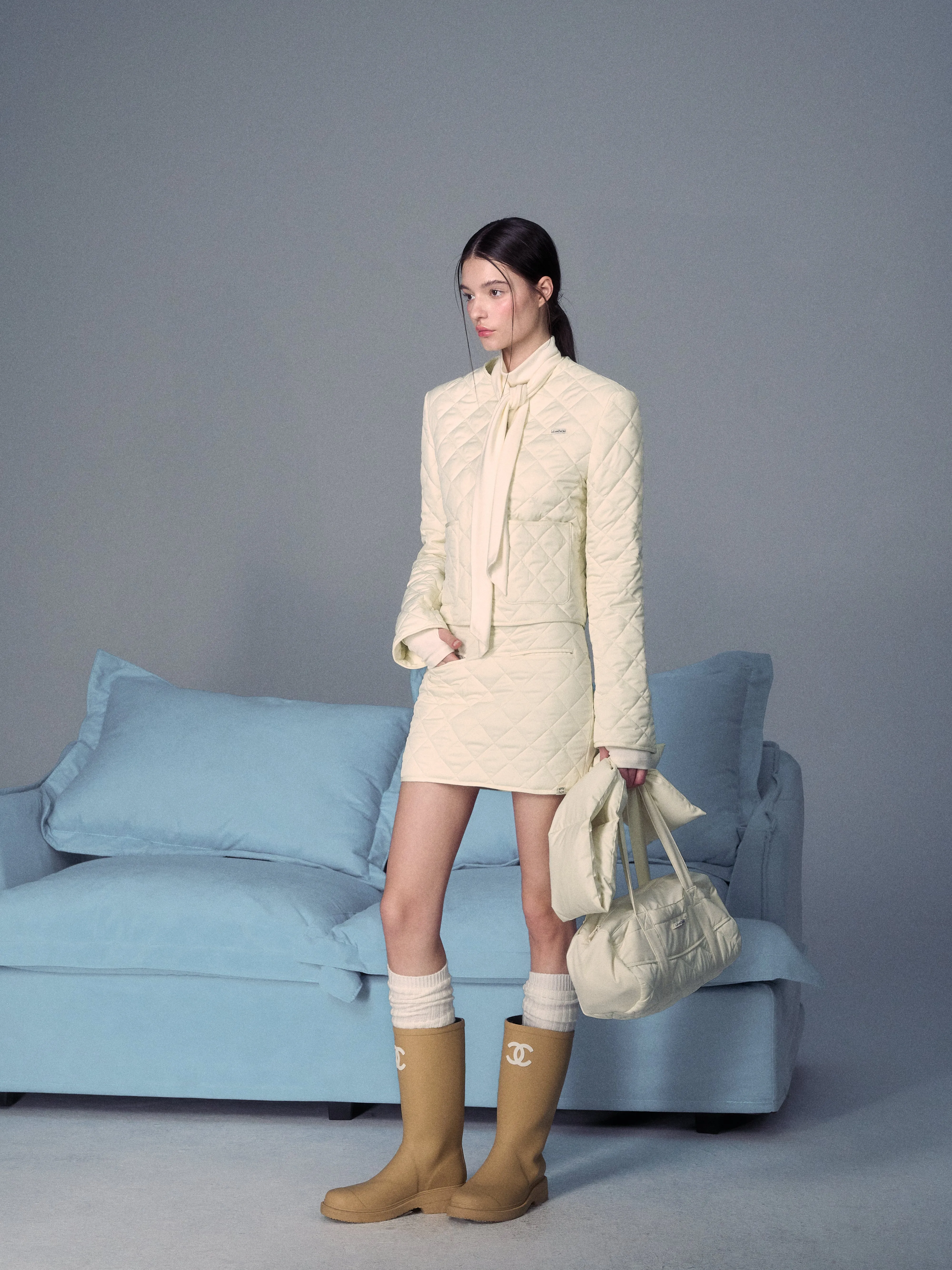LLDC 'NEAT COLLECTION' Quilted Jacket & Mini Skirt Set [2COLOR]