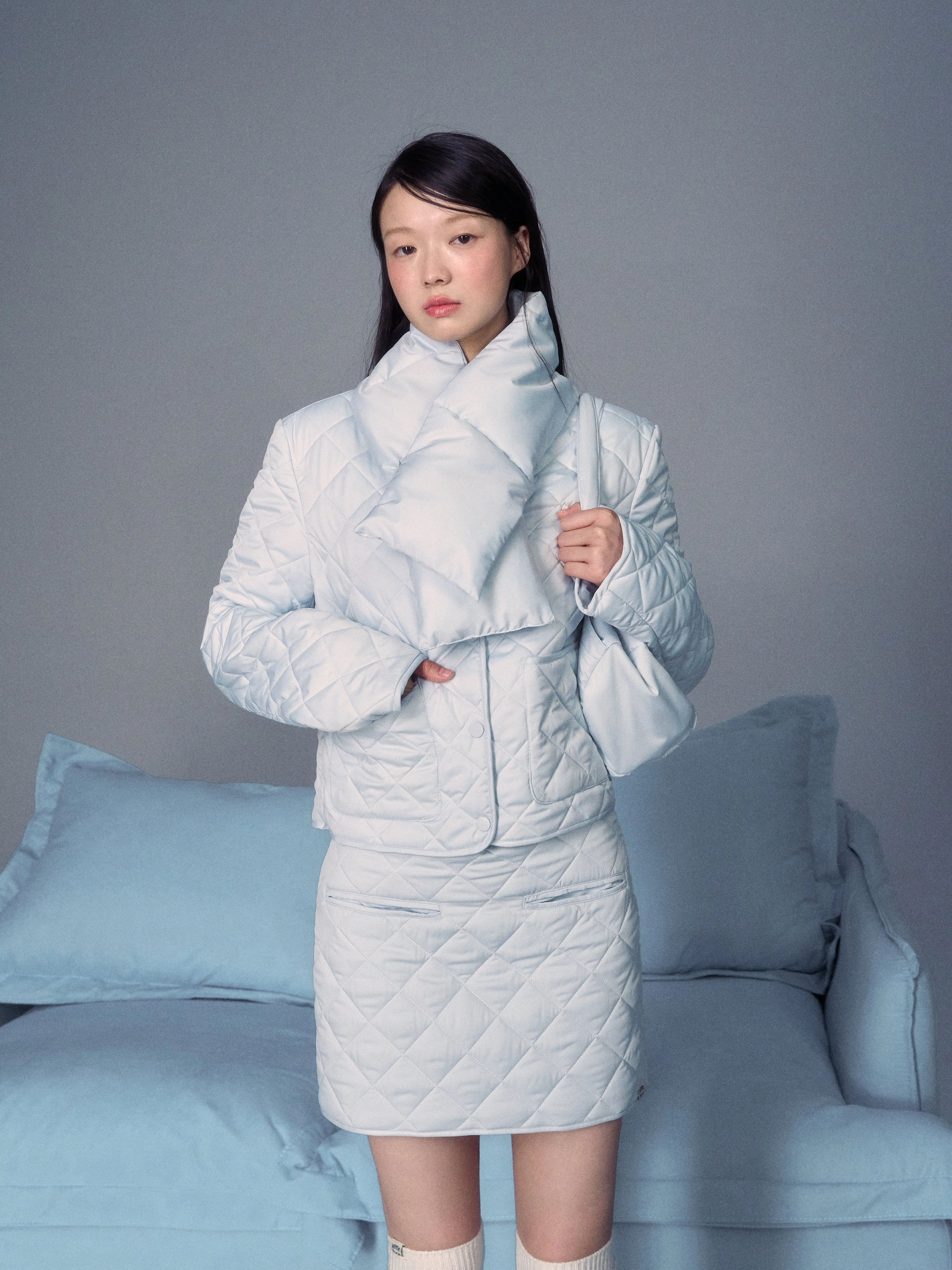 LLDC 'NEAT COLLECTION' Quilted Jacket & Mini Skirt Set [2COLOR]