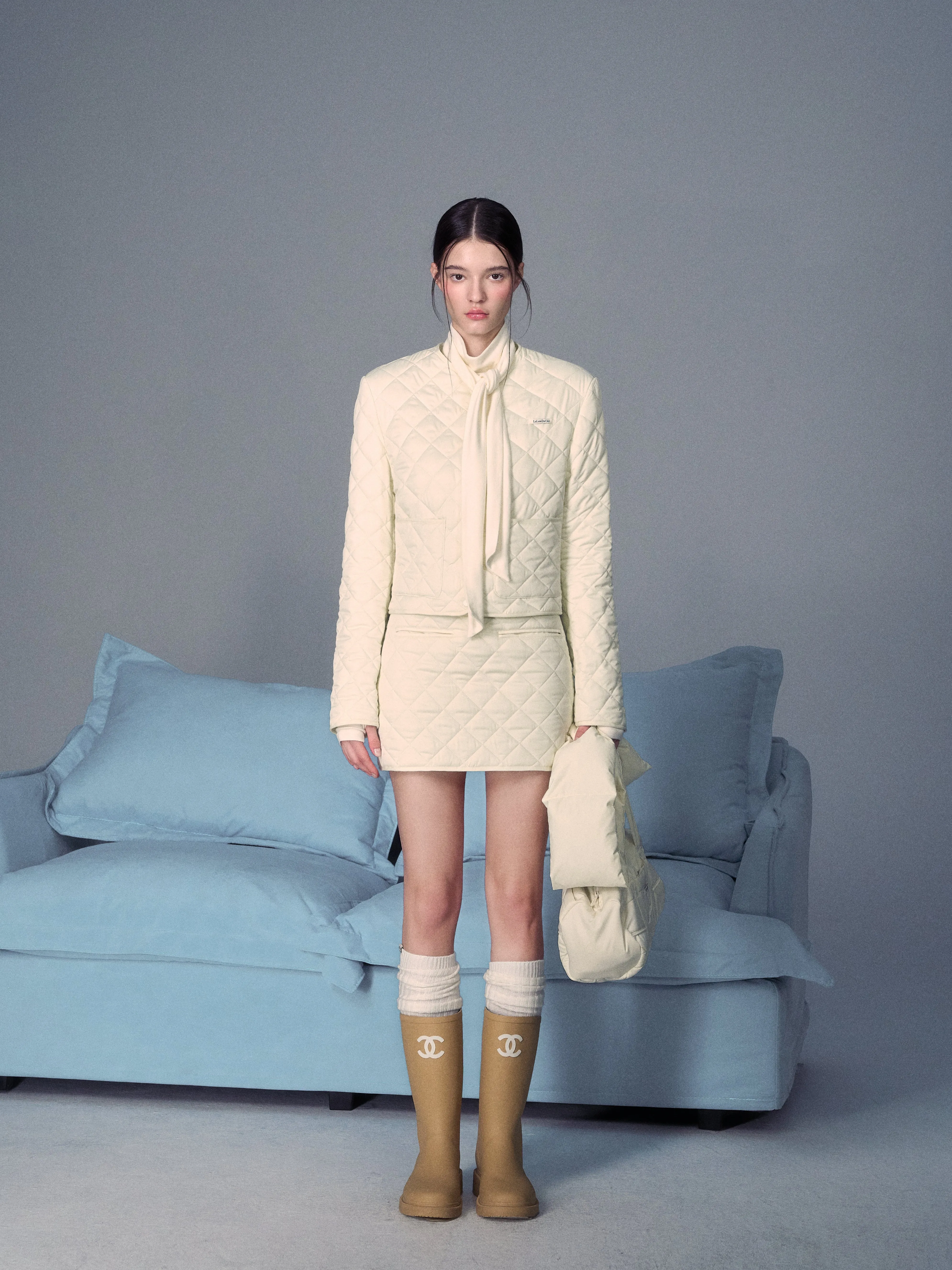 LLDC 'NEAT COLLECTION' Quilted Jacket & Mini Skirt Set [2COLOR]