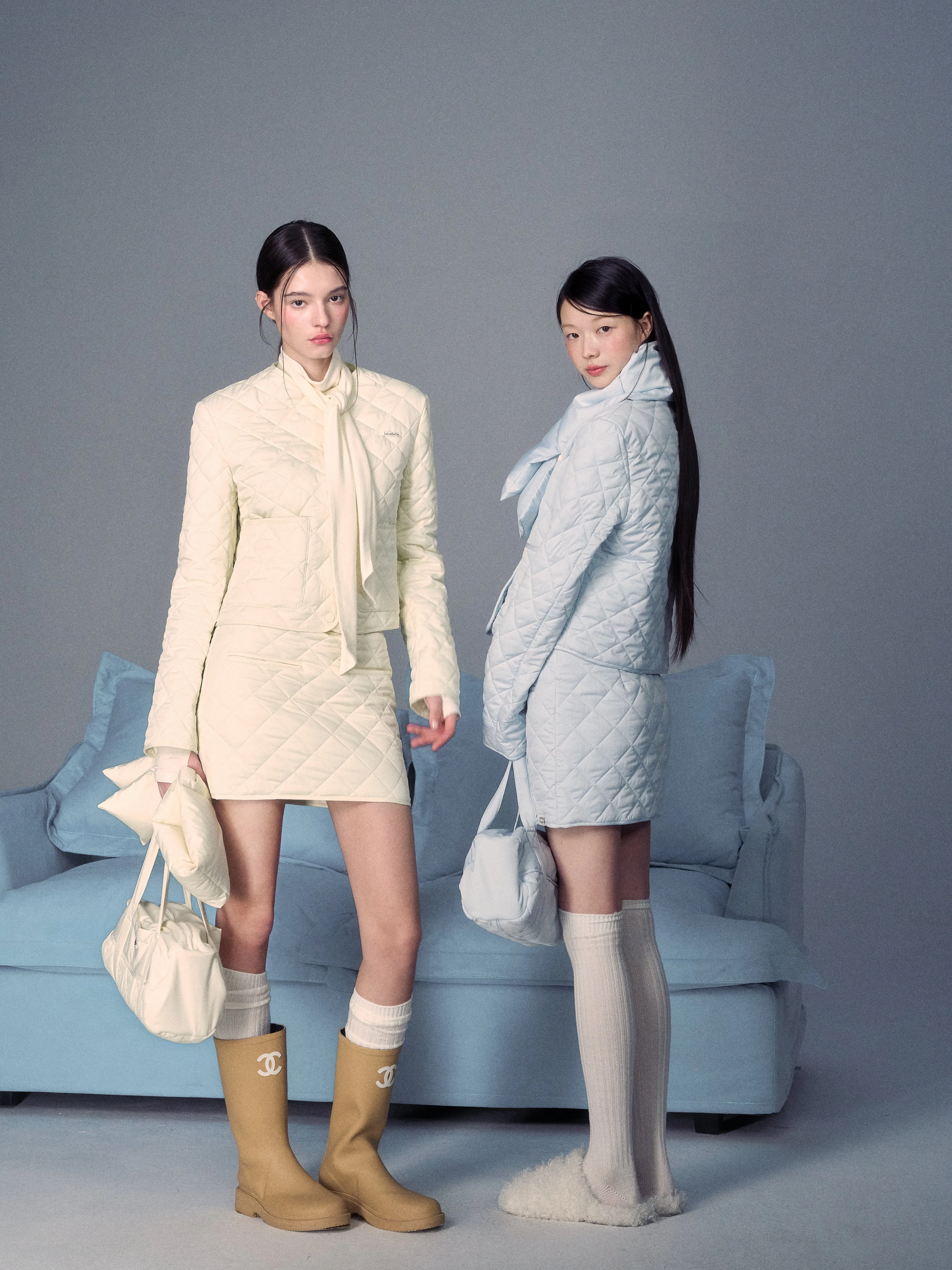 LLDC 'NEAT COLLECTION' Quilted Jacket & Mini Skirt Set [2COLOR]