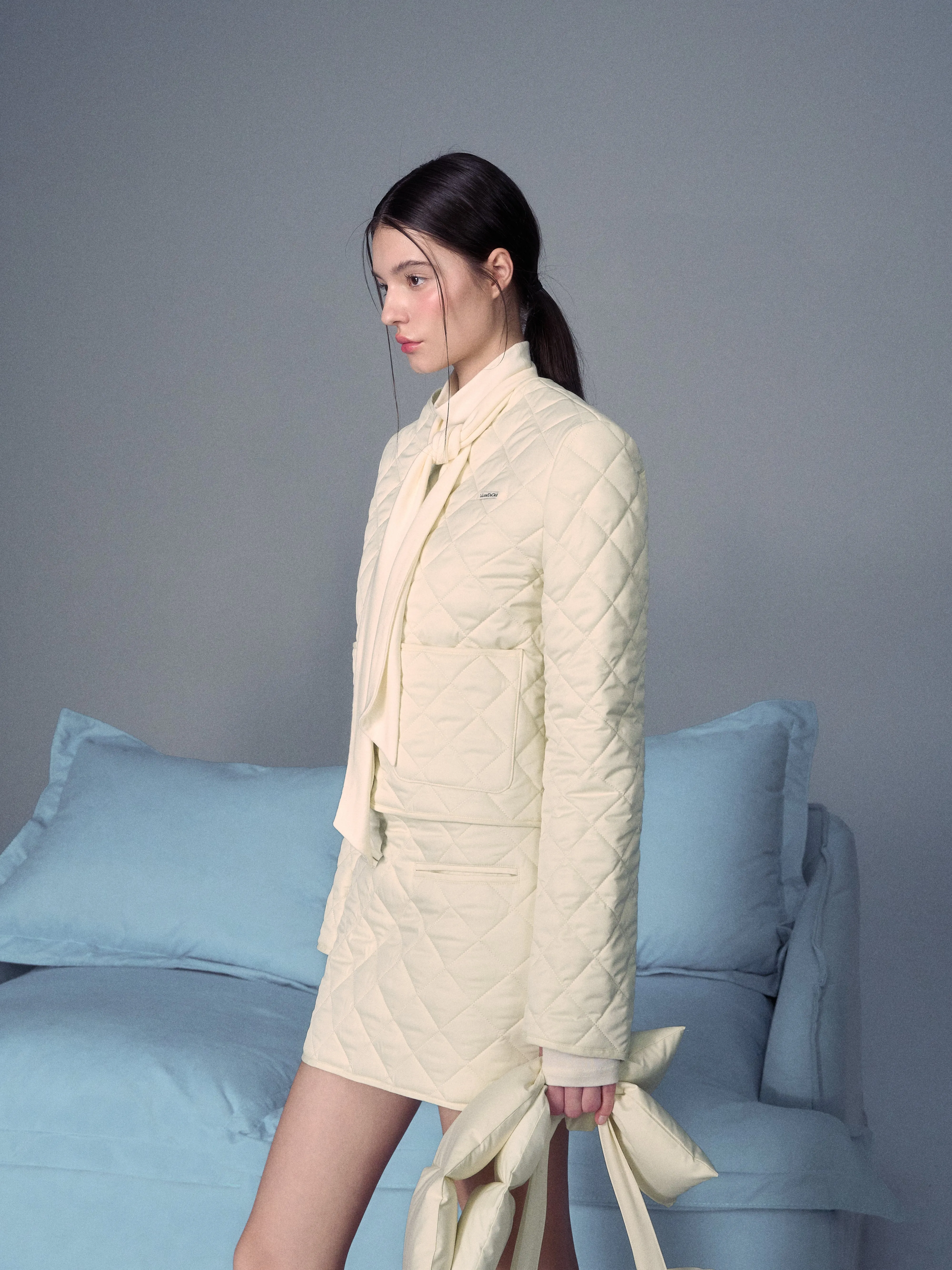 LLDC 'NEAT COLLECTION' Quilted Jacket & Mini Skirt Set [2COLOR]