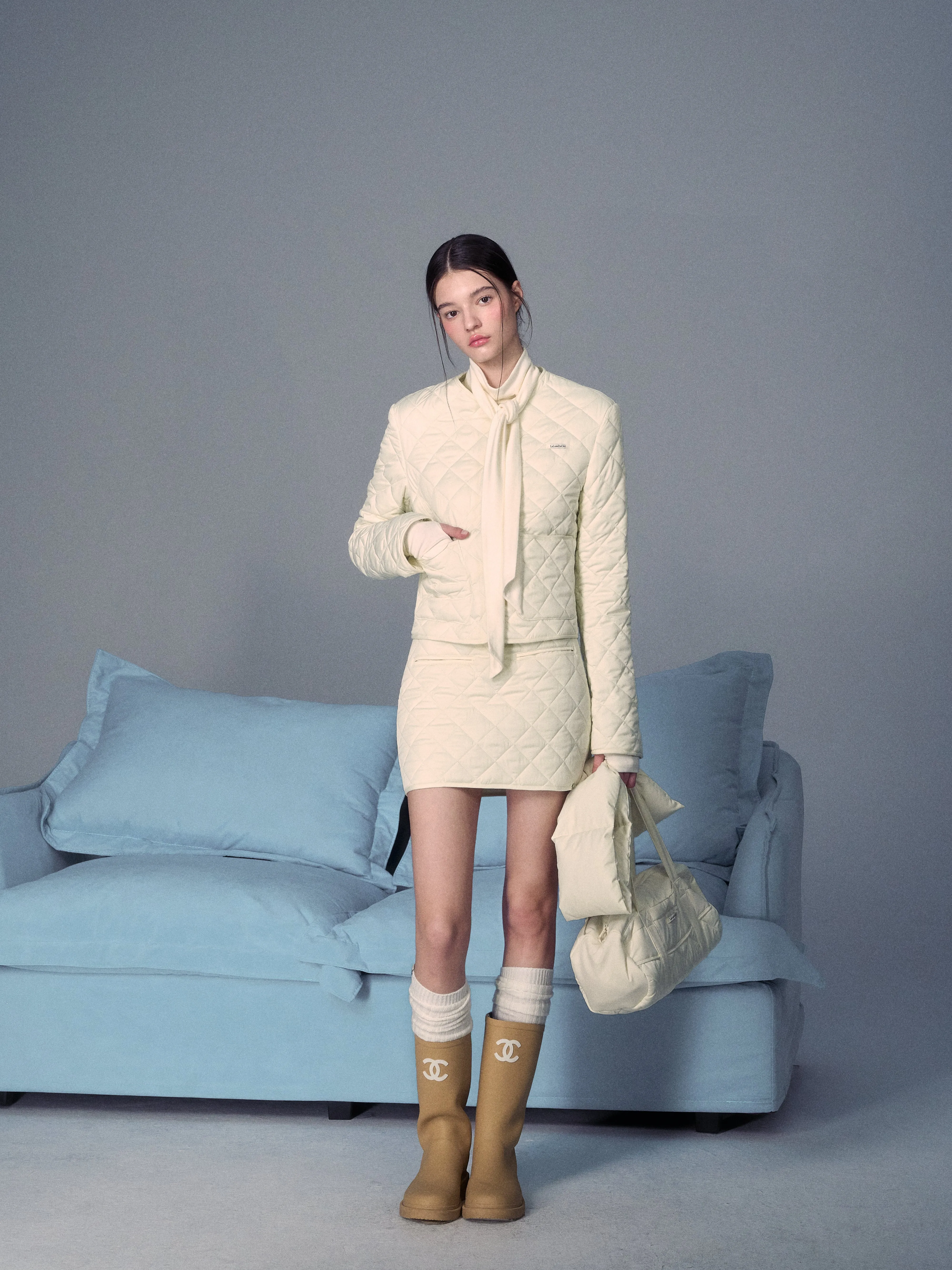 LLDC 'NEAT COLLECTION' Quilted Jacket & Mini Skirt Set [2COLOR]