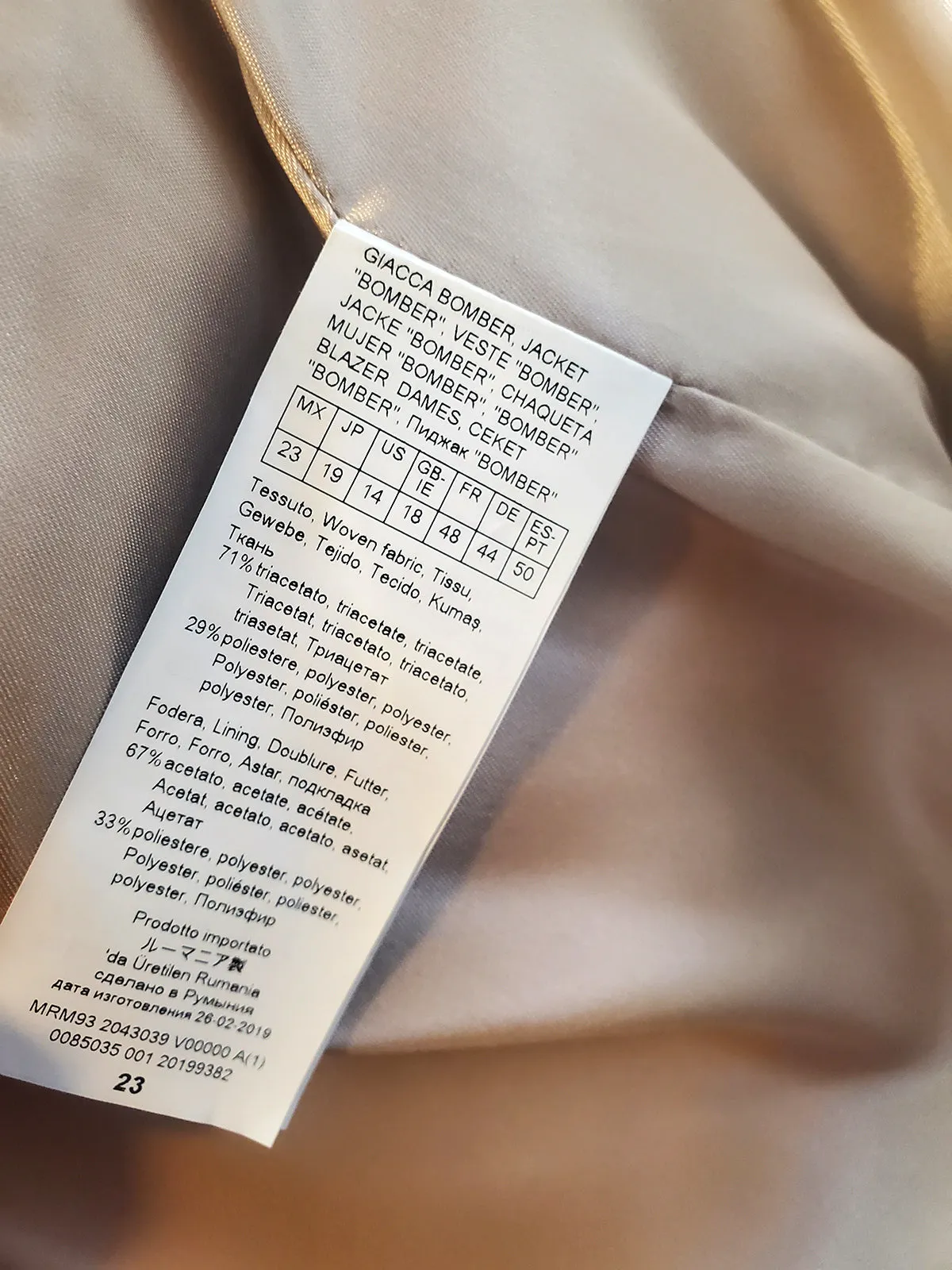 Marina Rinaldi Size 14W Putty Bomber Jacket